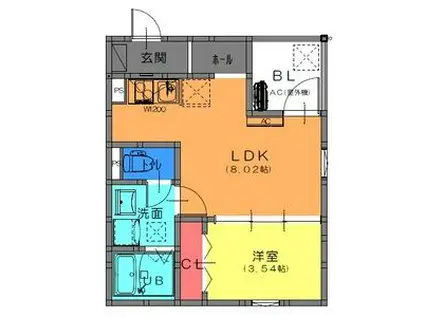 FSTYLE西取石2号館(1LDK/2階)の間取り写真