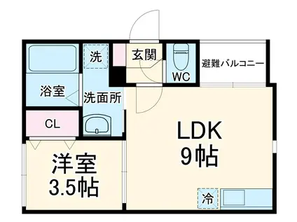 ハーモニーテラス笠寺町姥子山(1LDK/3階)の間取り写真