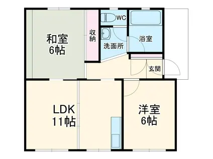 広池ハイツ(2LDK/3階)の間取り写真