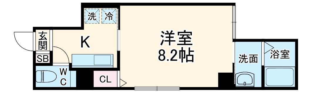ATTRICE東堀川(1K/1階)の間取り写真
