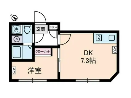 アムス早稲田(1DK/1階)の間取り写真