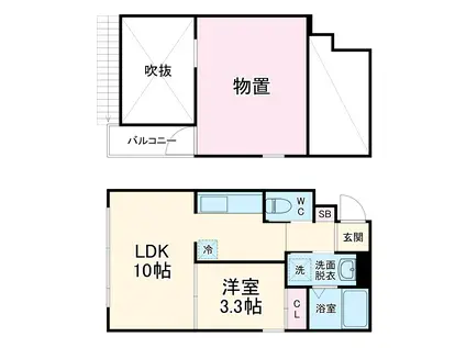 グレースジェミニ(1SLDK/3階)の間取り写真