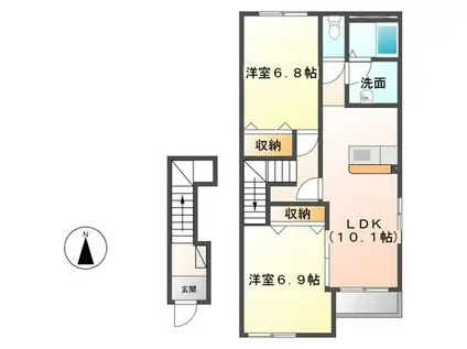 グランモンターニュ(2LDK/2階)の間取り写真