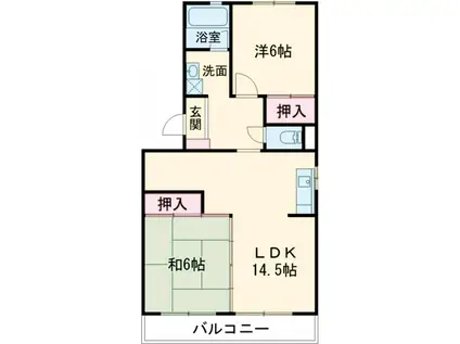 グリーンハウス水田(2LDK/4階)の間取り写真