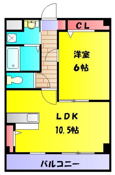 ベリーコート(1LDK/6階)の間取り写真