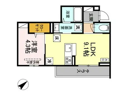 フォーレスト中央林間(1LDK/1階)の間取り写真