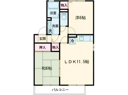 セジュール喜多B(2LDK/1階)の間取り写真