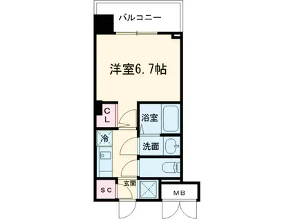 ブランシエスタ西京極(1K/3階)の間取り写真