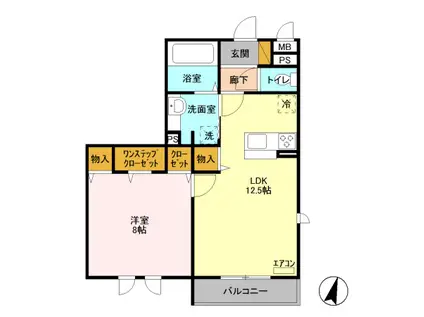 ロイジェントパークスレイクタウンH(1LDK/3階)の間取り写真