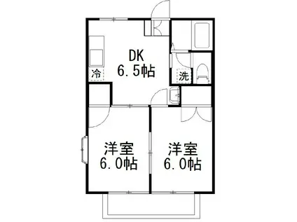 シルクTUKASA Ⅰ(2DK/2階)の間取り写真