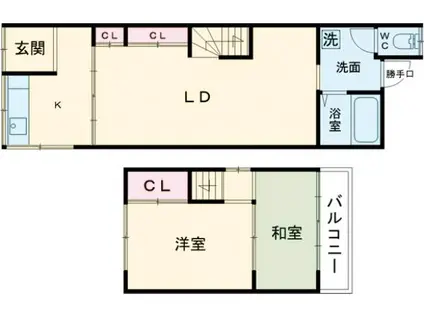 つくばエクスプレス 青井駅 徒歩10分 2階建 築58年(2LDK)の間取り写真
