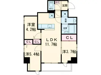 ドゥーエ日暮里Ⅲ(3LDK/2階)の間取り写真