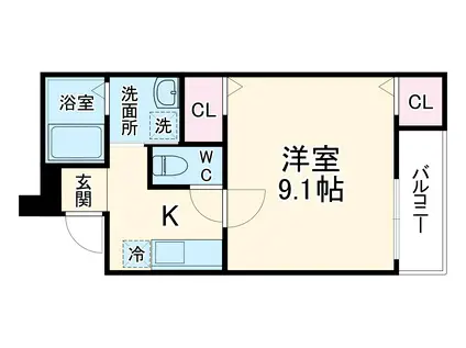 フジパレス服部南町(1K/1階)の間取り写真