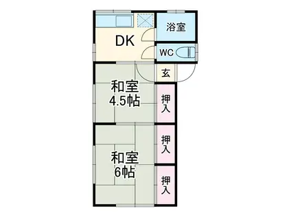 レジデント(2DK/2階)の間取り写真