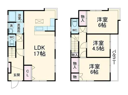 八高線 越生駅 バス乗車時間：17分 火の見下バス停で下車 徒歩2分 2階建 築32年(3LDK)の間取り写真