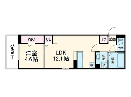 ノイハイマート屋形(1LDK/1階)の間取り写真