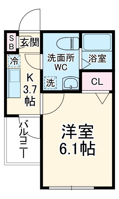 WITH PLACEさがみ野(1K/2階)の間取り写真