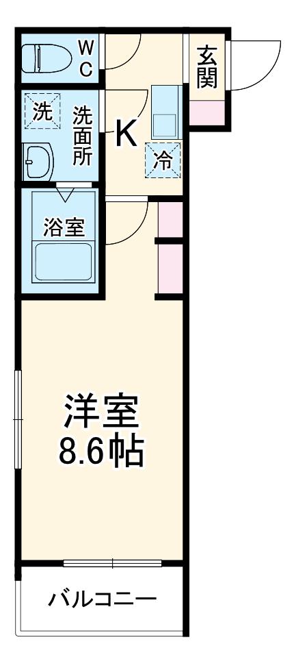 MELDIA京成津田沼Ⅱ(1K/1階)の間取り写真