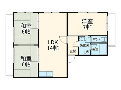 サンポール明大寺(3LDK/5階)の間取り写真