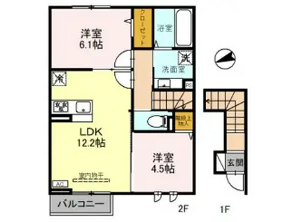 グリーンパティオ(2LDK/2階)の間取り写真