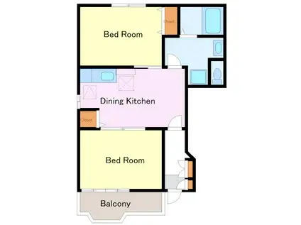 クリスタルA(2DK/1階)の間取り写真