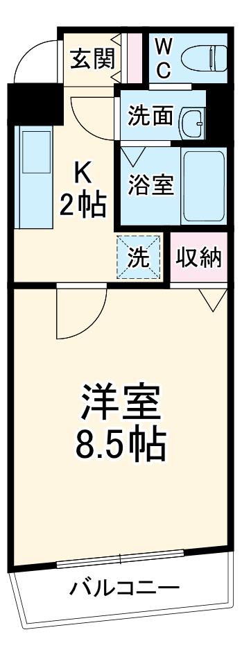 カタンクローバーⅢ(1K/3階)の間取り写真