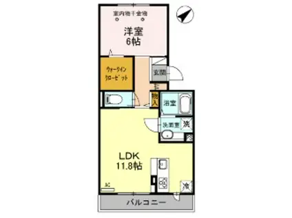 ロイジェントパークスレイクタウンⅢH(1LDK/3階)の間取り写真