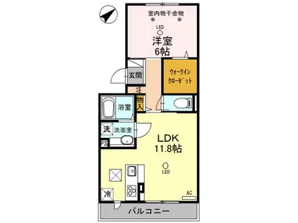 ロイジェントパークスレイクタウンⅢH(1LDK/1階)の間取り写真