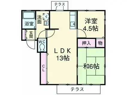 若葉コーポ(2LDK/1階)の間取り写真