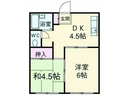 ウェルコート相生(2DK/2階)の間取り写真