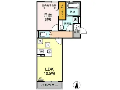 ロイジェントパークス レイクタウンⅢ G(1LDK/1階)の間取り写真