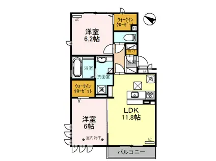 ロイジェントパークスレイクタウンⅡA(2LDK/1階)の間取り写真