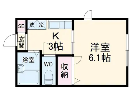 シンフォニー(1K/1階)の間取り写真
