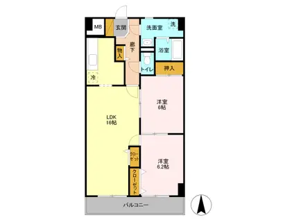 クレドール草加(2LDK/5階)の間取り写真