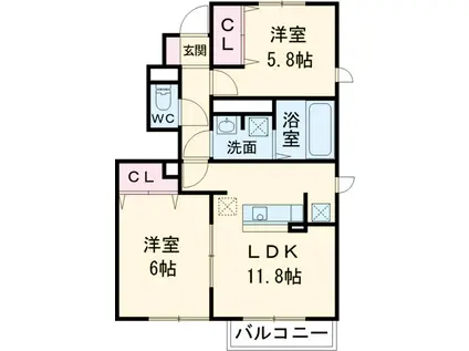 ピュアコートⅡ(2LDK/1階)の間取り写真