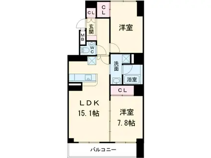 TS GARDEN北柏 2号棟(2LDK/11階)の間取り写真