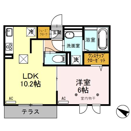 ロイジェントパークスレイクタウン 2 M(1LDK/1階)の間取り写真