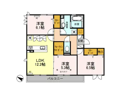 ロイジェントパークスレイクタウン 2 J(3LDK/3階)の間取り写真