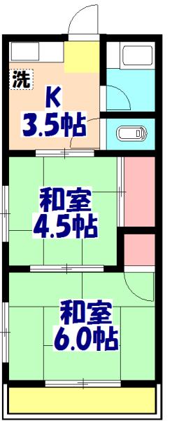 第2日の出荘(2K/2階)の間取り写真
