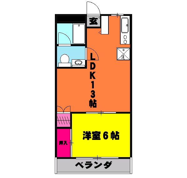 ダイヤモンドプラザ(1LDK/3階)の間取り写真