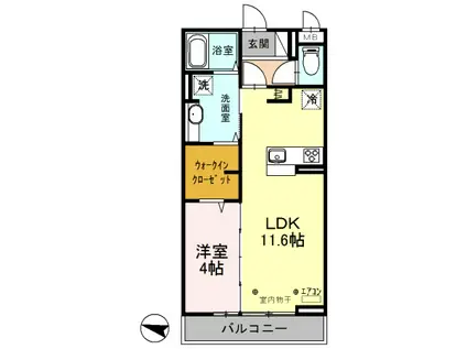 レーヴⅢ(1LDK/3階)の間取り写真