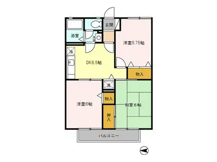 グランドールⅡ(3DK/1階)の間取り写真