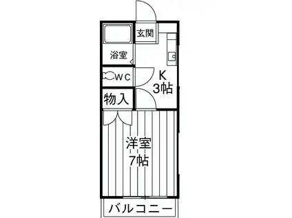 セントラルハイムC(1K/4階)の間取り写真