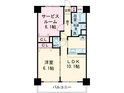 プラン・デスポワール(1SLDK/2階)の間取り写真