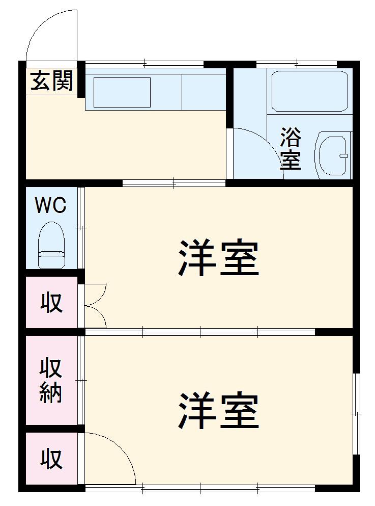 コーポ岡安(2K/1階)の間取り写真