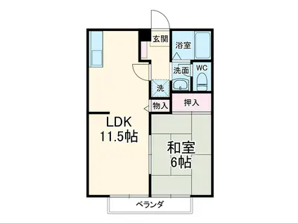 ハティセナン(1LDK/1階)の間取り写真