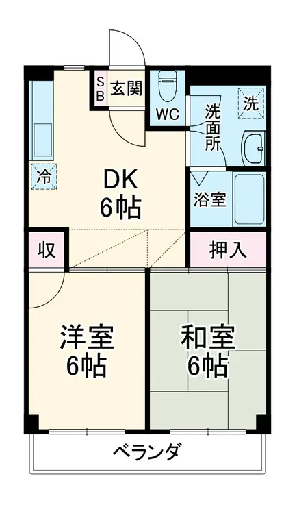 スカイコート南市川 2階階 間取り