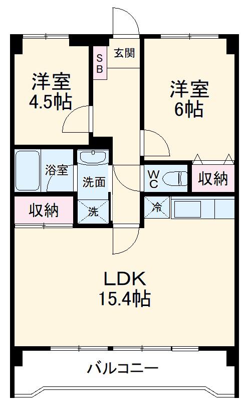 シャトー春日部B棟(2LDK/3階)の間取り写真