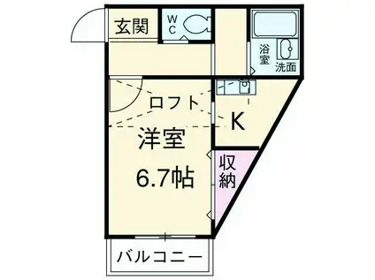 フォルス12(1K/1階)の間取り写真
