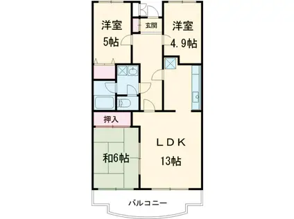 シャルム春日部(3LDK/1階)の間取り写真